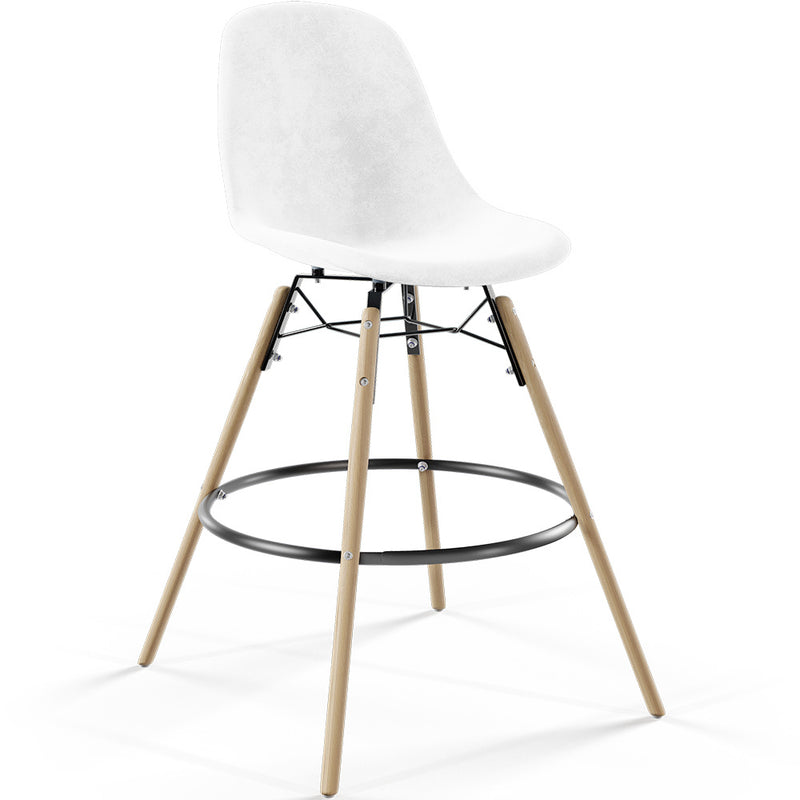 Velvet Bar Stool - Scandinavian Design and Wooden Legs - Skögur