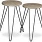 Set of 2 side tables - Industrial design - Wood and metal - Hairpin