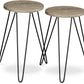 Set of 2 Side Tables - Industrial Design - Wood and Metal - Hairpin - gallery 2