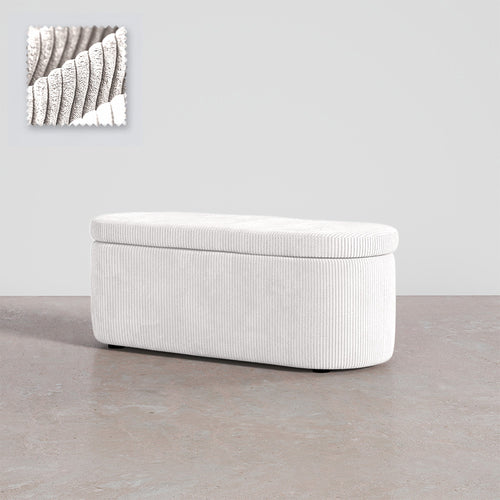 Banc coffre Eiren en velours côtelé blanc
