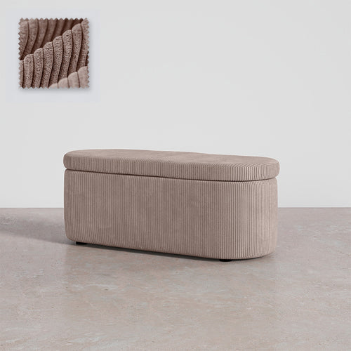 Banc coffre Eiren en velours côtelé taupe