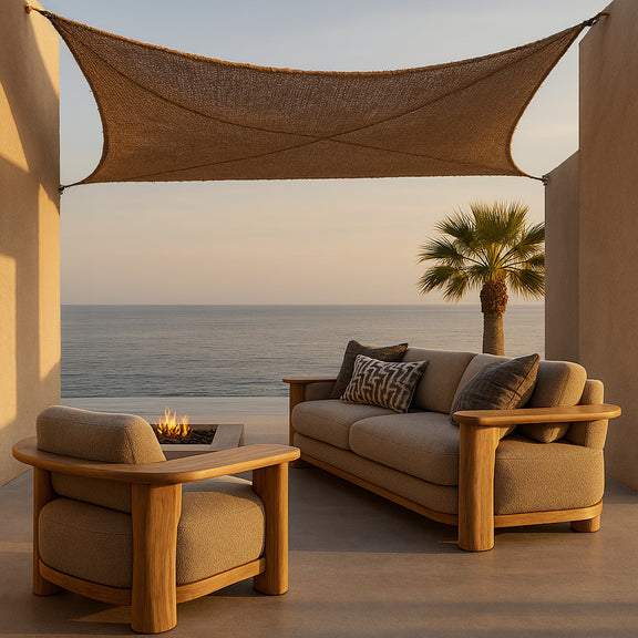 Toldo fibra de coco 3x4M - Vela de sombra 100 % Natural - Bege