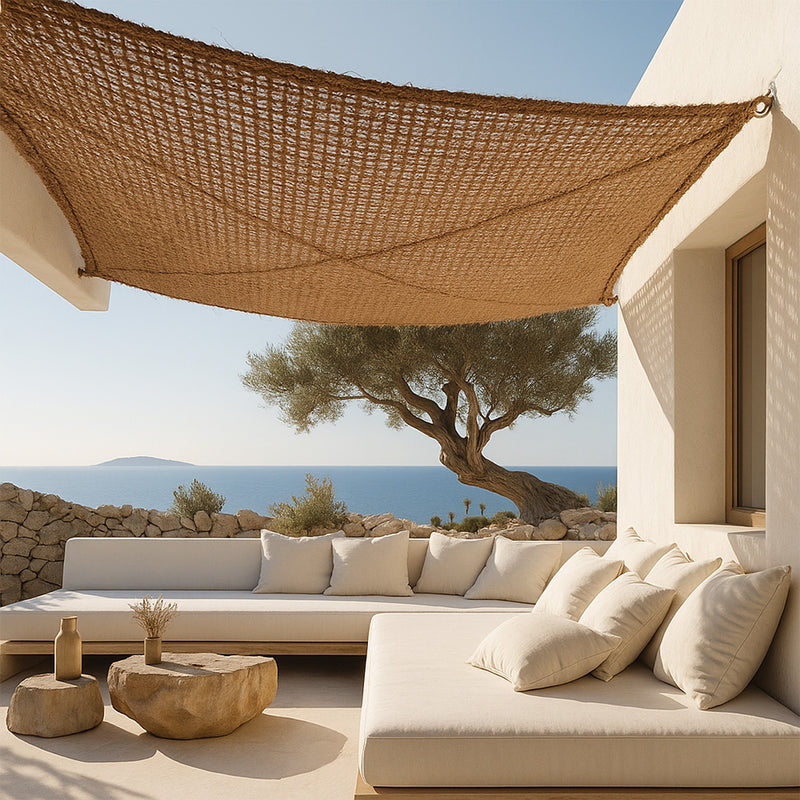 Tenda in fibra di cocco 5x5M - Vela ombreggiante 100 % Naturale - Beige