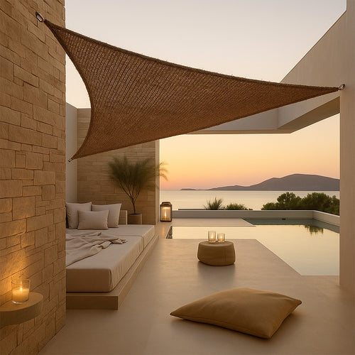 Toldo de fibra de coco 2x2x2M - Vela de sombra 100% Natural - Beige