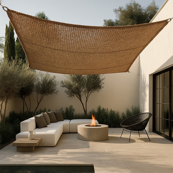 Kokosfaser Markise 2x4M - 100 % Natürlicher Sonnensegel - Beige