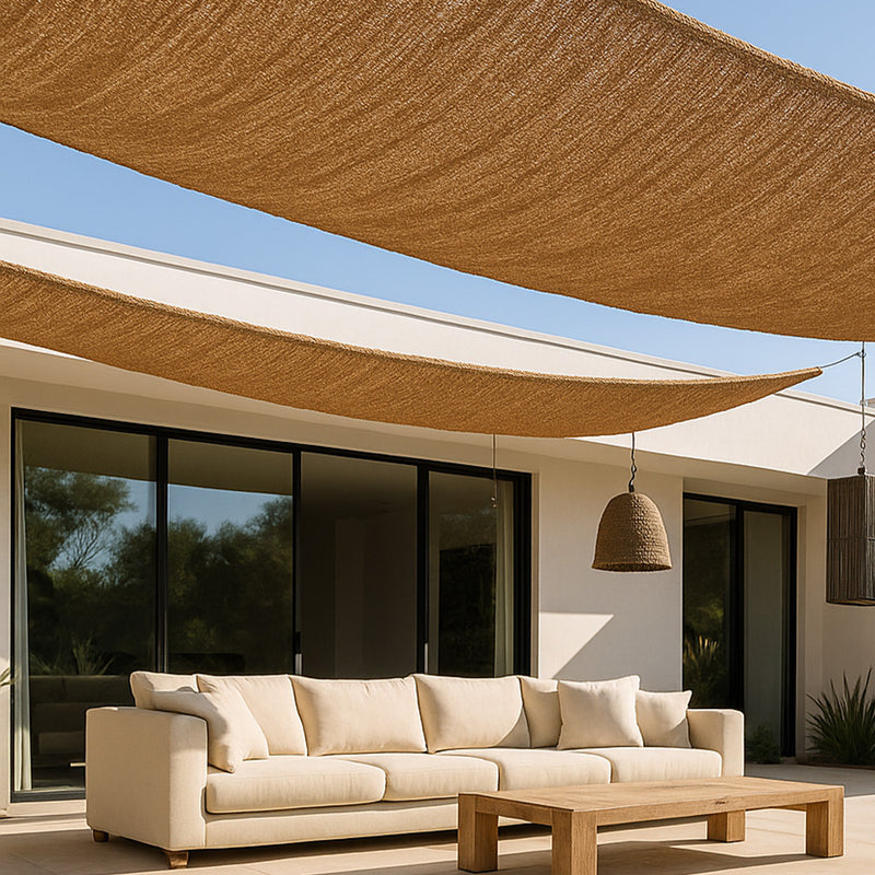 Tenda in fibra di cocco 10x2M - Vela ombreggiante 100% naturale - Beige