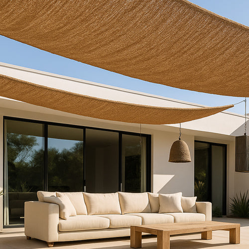 Toldo  fibra de coco 10x2M - Vela de sombra 100% natural - Bege