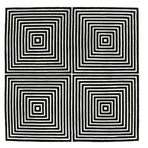 Square Wool Rug – Black & White Geometric Design – 200 x 200 cm – Pymer - gallery 1