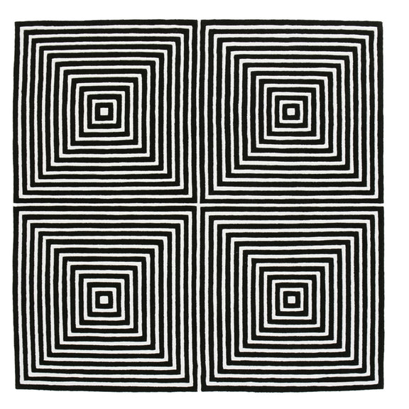 Square Wool Rug – Black & White Geometric Design – 200 x 200 cm – Pymer - gallery 1