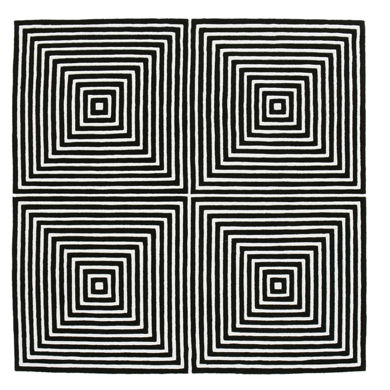 Square Wool Rug – Black & White Geometric Design – 200 x 200 cm – Pymer - gallery 1