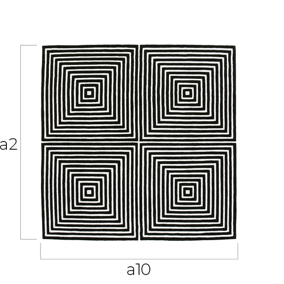 Square Wool Rug – Black & White Geometric Design – 200 x 200 cm – Pymer - gallery 4