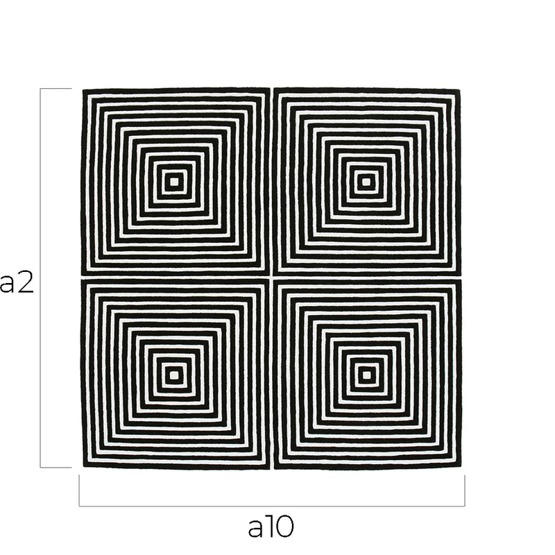 Square Wool Rug – Black & White Geometric Design – 200 x 200 cm – Pymer - gallery 4