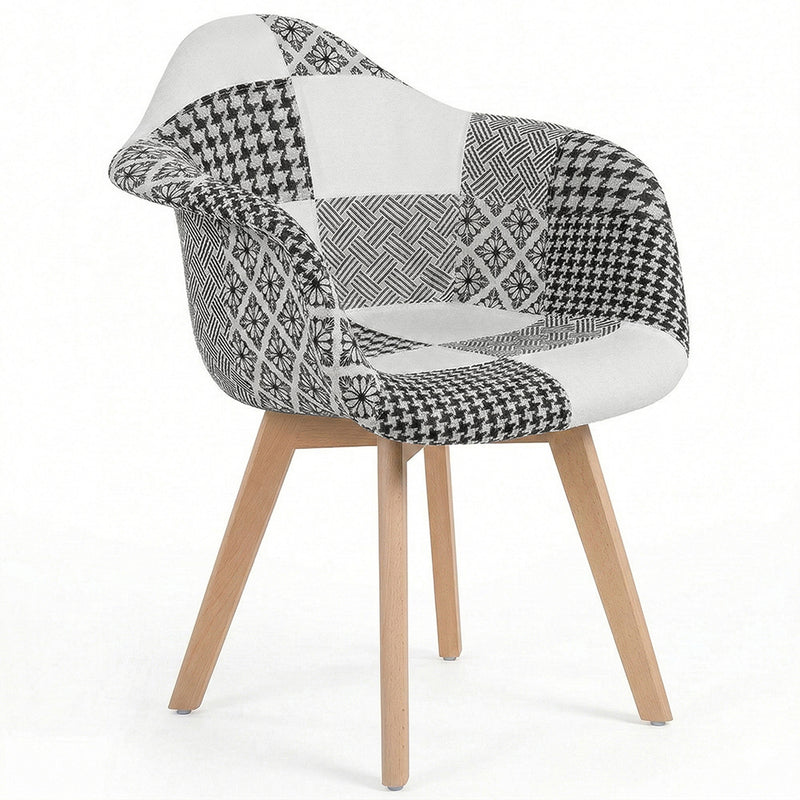 Cadeira de jantar Dominic de estilo escandinavo branca e preta - Patchwork