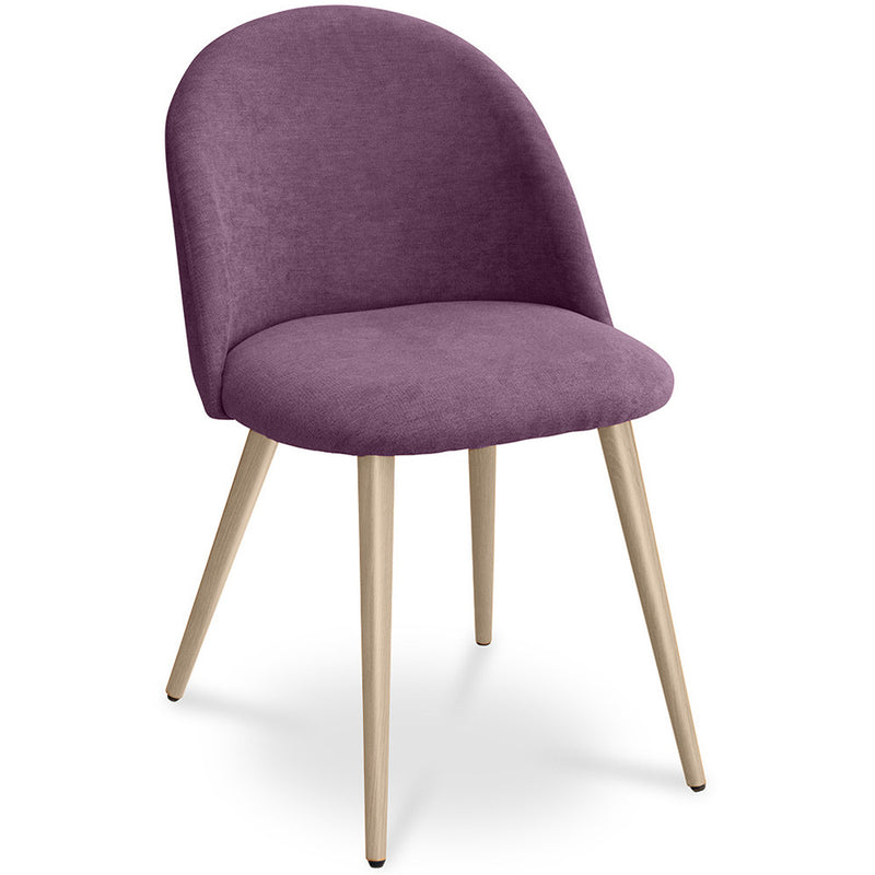Dining Chair Upholstered in Fabric - Scandinavian Style Solid Natural Wood Style Legs- Evelyne
