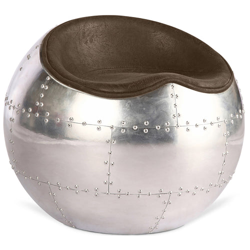 Krzesło do salonu - Krzesło designerskie Boule - Skóra i metal - Circle