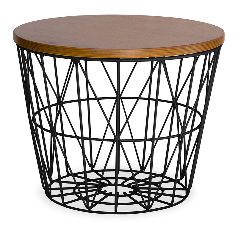 Table d'appoint ronde - Design industriel - Bois et métal - Basker