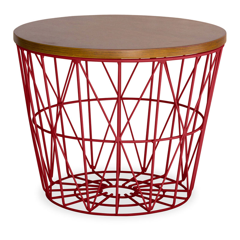 Round Side Table - Industrial Design - Wood and Metal - Basker