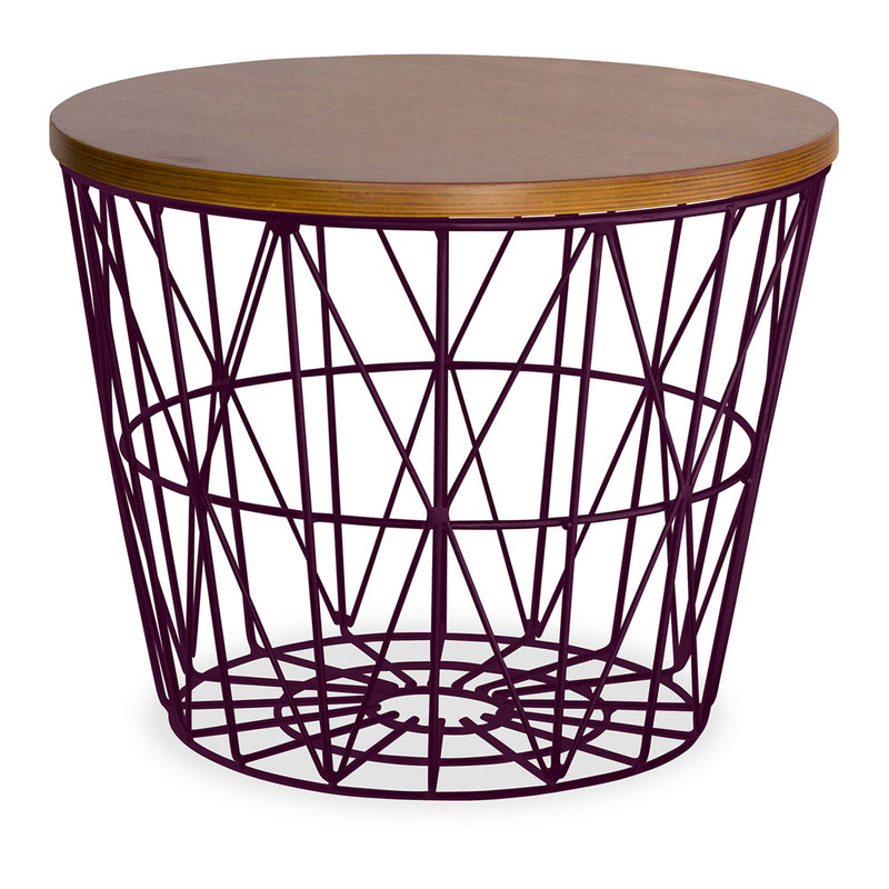 Round Side Table - Industrial Design - Wood and Metal - Basker