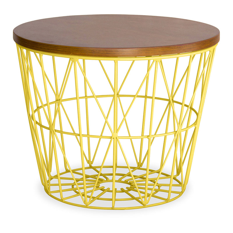 Round Side Table - Industrial Design - Wood and Metal - Basker