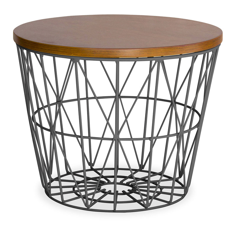 Table d'appoint ronde - Design industriel - Bois et métal - Basker