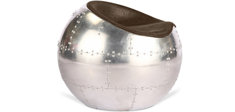 Chaise de Salon - Chaise Design Boule - Cuir et Métal - Circle