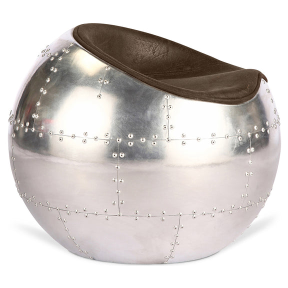 Living Room Chair - Ball Design Chair - Leather and Metal - Circle - gallery 3