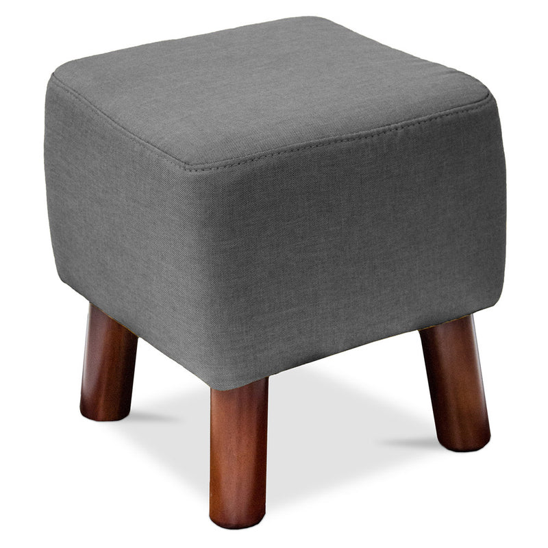 Tabouret carré - Tapissé de lin - Bois - Nor