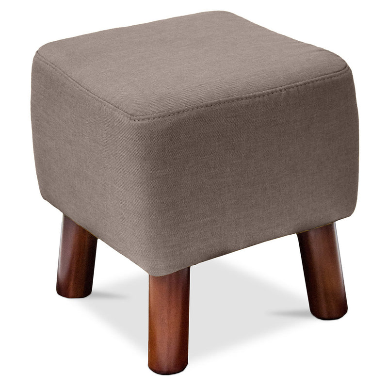 Tabouret carré - Tapissé de lin - Bois - Nor