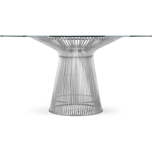 Round Dining Table - Glass and Metal - Barrel