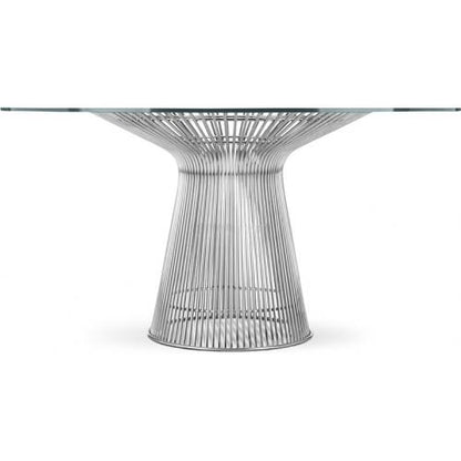 Round Dining Table - Glass and Metal - Barrel