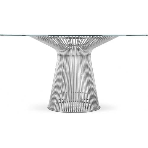 Round Dining Table - Glass and Metal - Barrel