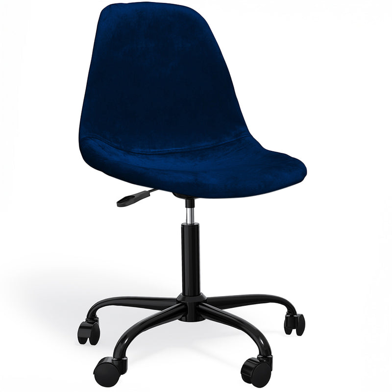 Silla de oficina giratoria con ruedas - Tapizado de terciopelo - Patas de acero negro - Denisse