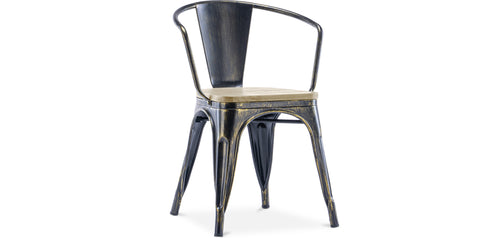 Chaise de salle à manger avec accoudoirs - Bois et acier - Stylix