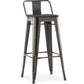 Bar stool with backrest - Industrial design - Wood and steel - 76cm - Stylix