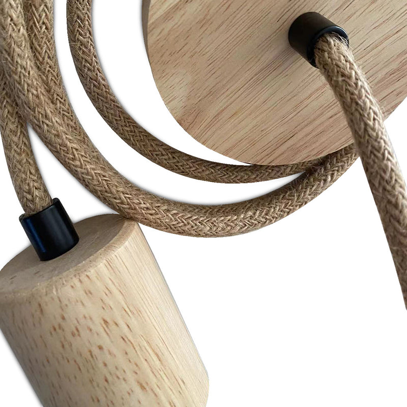 Hanging Lamp Cable in Jute and Wood - 200cm - Hanz - gallery 3