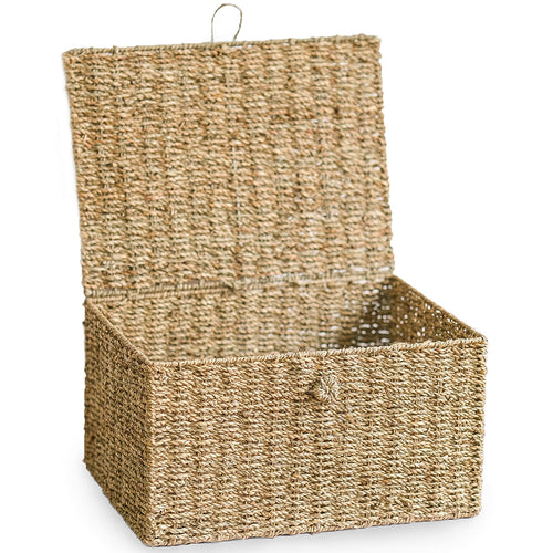 Kosz z naturalnego włókna z pokrywą - 40x30CM - Baulera