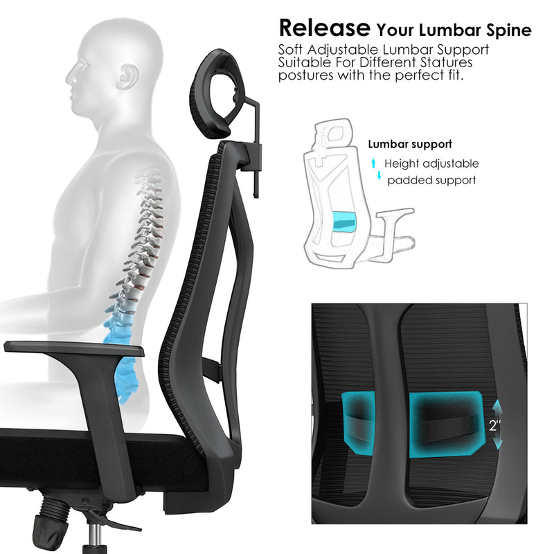 Ergonomic Office Chair with Wheels and Armrests - Pebbles