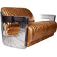 Divano di design Churchill Lounge 2 posti in pelle e acciaio inossidabile