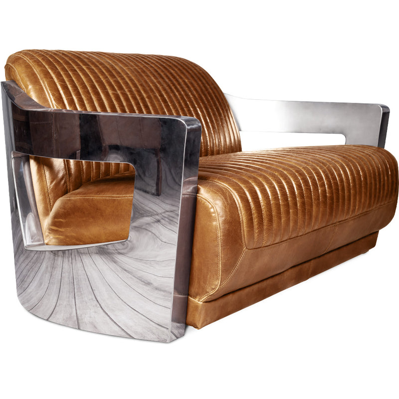 Divano di design Churchill Lounge 2 posti in pelle e acciaio inossidabile