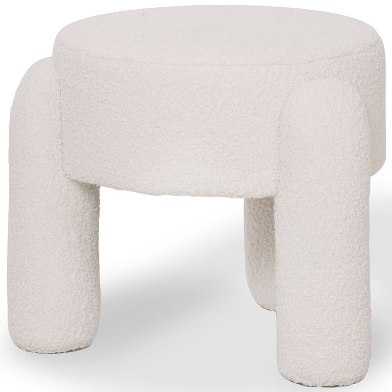 Stool Upholstered In Off-White Bouclé Fabric – Modern Seat For Living Room And Bedroom - Boreta