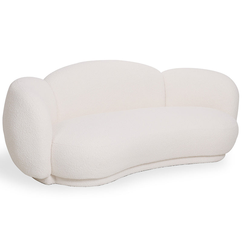 Curved Sofa Upholstered In White Bouclé – Modern And Elegant Design - Sorela