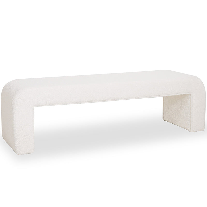 Bench Upholstered In White Bouclé Fabric - Modern Elegant Minimalist - Karla