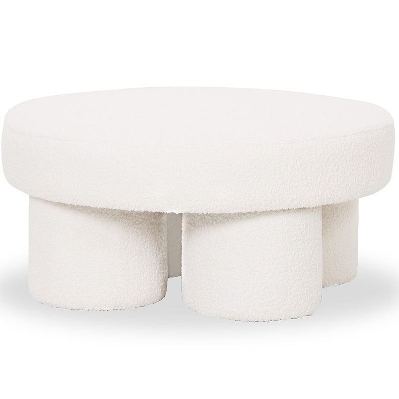 Designer Ottoman In White Bouclé – Modern Coffee Table - Sera