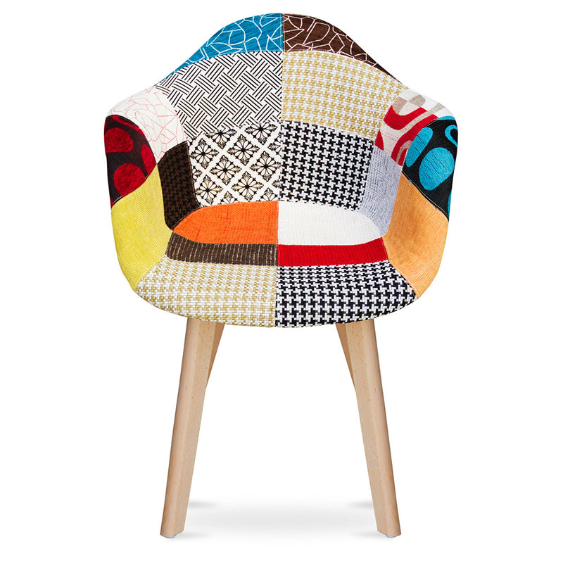 Patchwork Upholstered Dining Chair with Armrests - Pixi - gallery 1