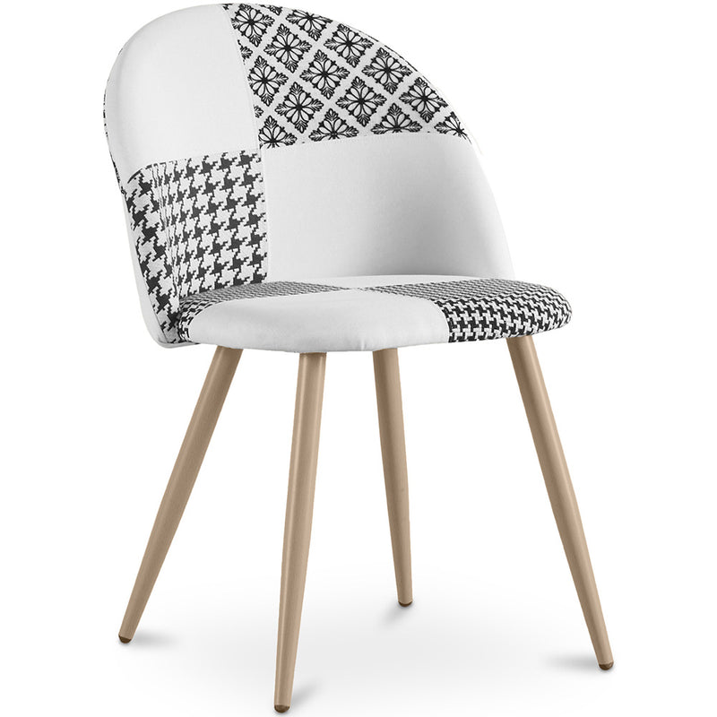 Dining Chair - Upholstered in Black and White Patchwork - Evelyne