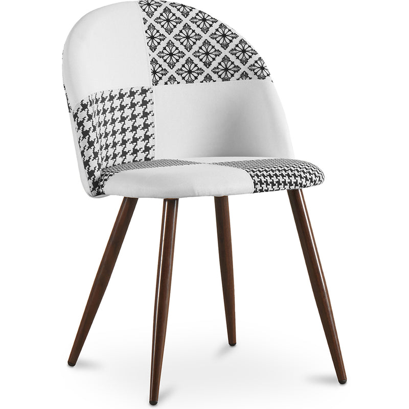 Dining Chair - Upholstered in Black and White Patchwork - Evelyne