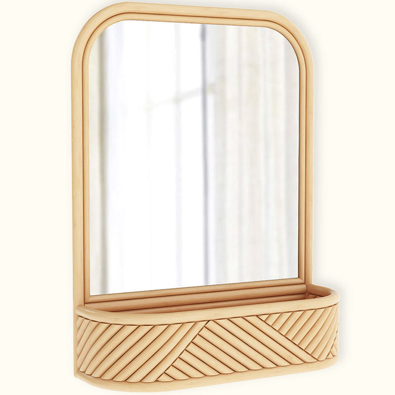 Specchio da parete con cornice in rattan - Stile Bali Boho - Amara
