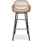 Taboret barowy z rattanu z podłokietnikami - Styl Boho Bali - 75cm - Many