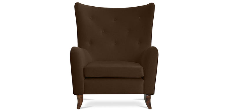 Cadeirão de design vintage Katrine com capitoné - Tecido