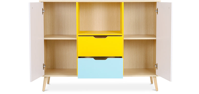 Buffet en Bois - Design Multicolore - Style Scandinave - Grap